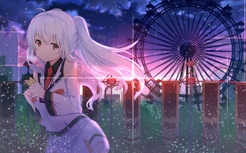 Silver-haired Girl with Ferris Wheel — Purple