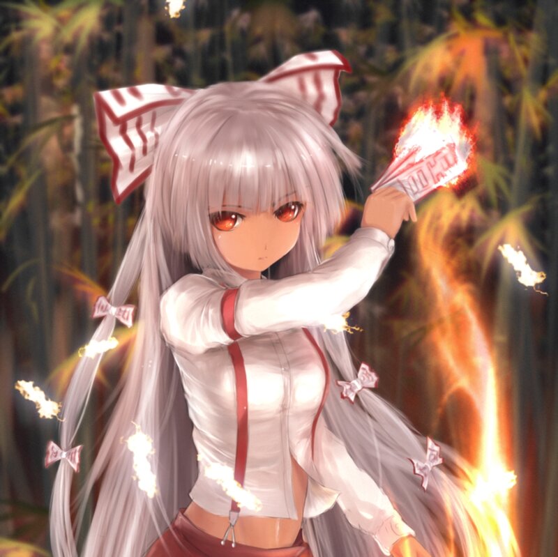 Silver-haired Girl with Fire