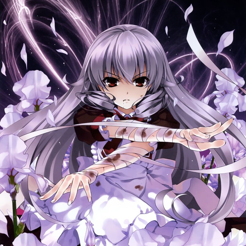 Silver-haired Girl with Flowers — Purple