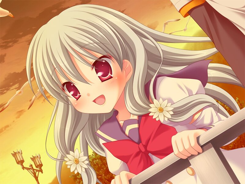 Silver-haired Girl with Flowers — Yellow