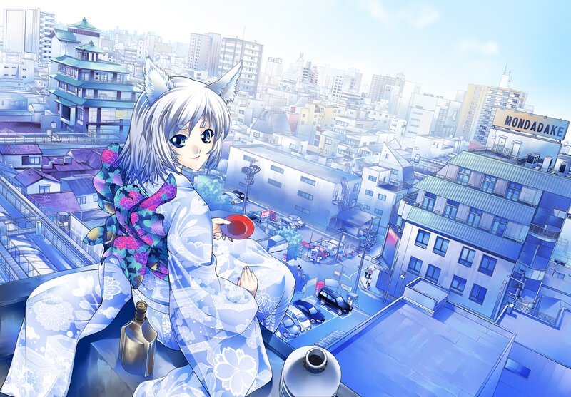 Silver-haired Girl with Fox Ears