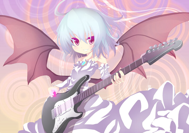 Silver-haired Girl with Guitar — Purple