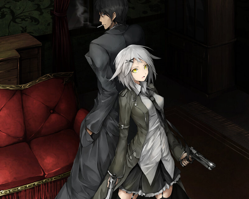 Silver-haired Girl with Guns