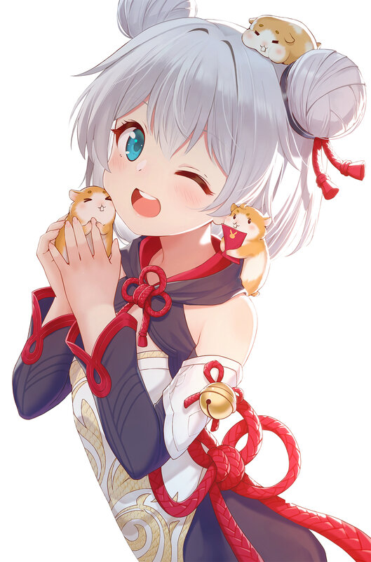 Silver-haired Girl with Hamsters