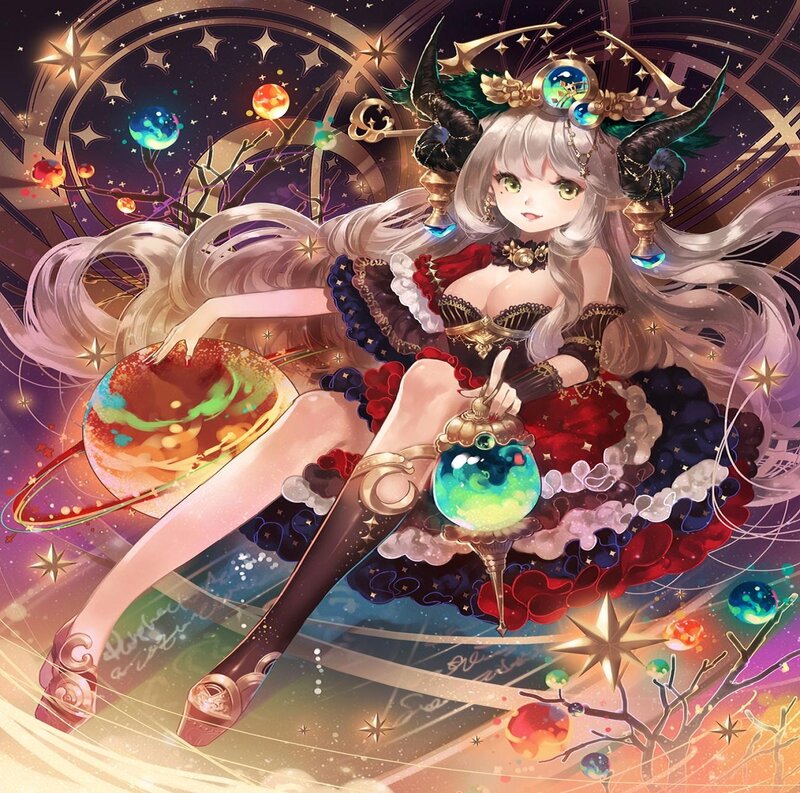 Silver-haired Girl with Horns