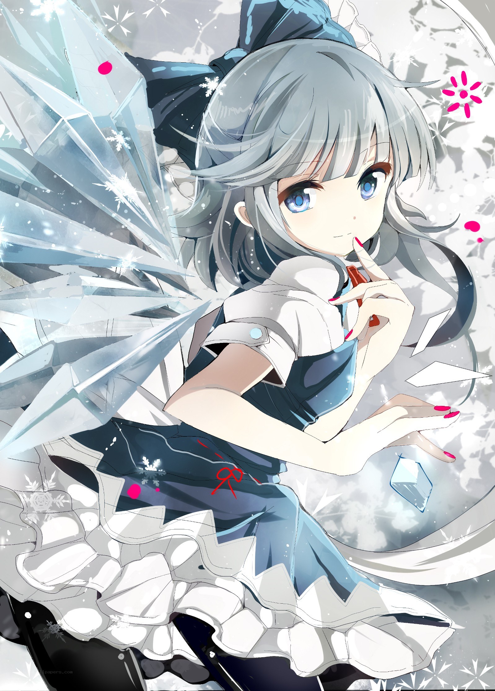 silver-haired girl with ice wings