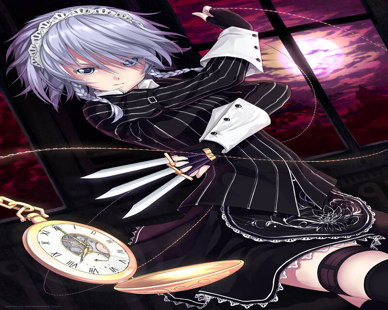 Silver-haired Girl with Knives — Black