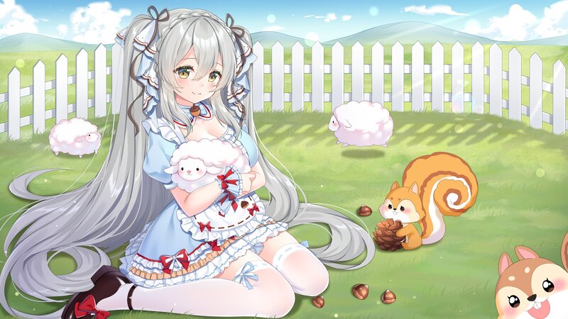 Silver-haired Girl with Lamb