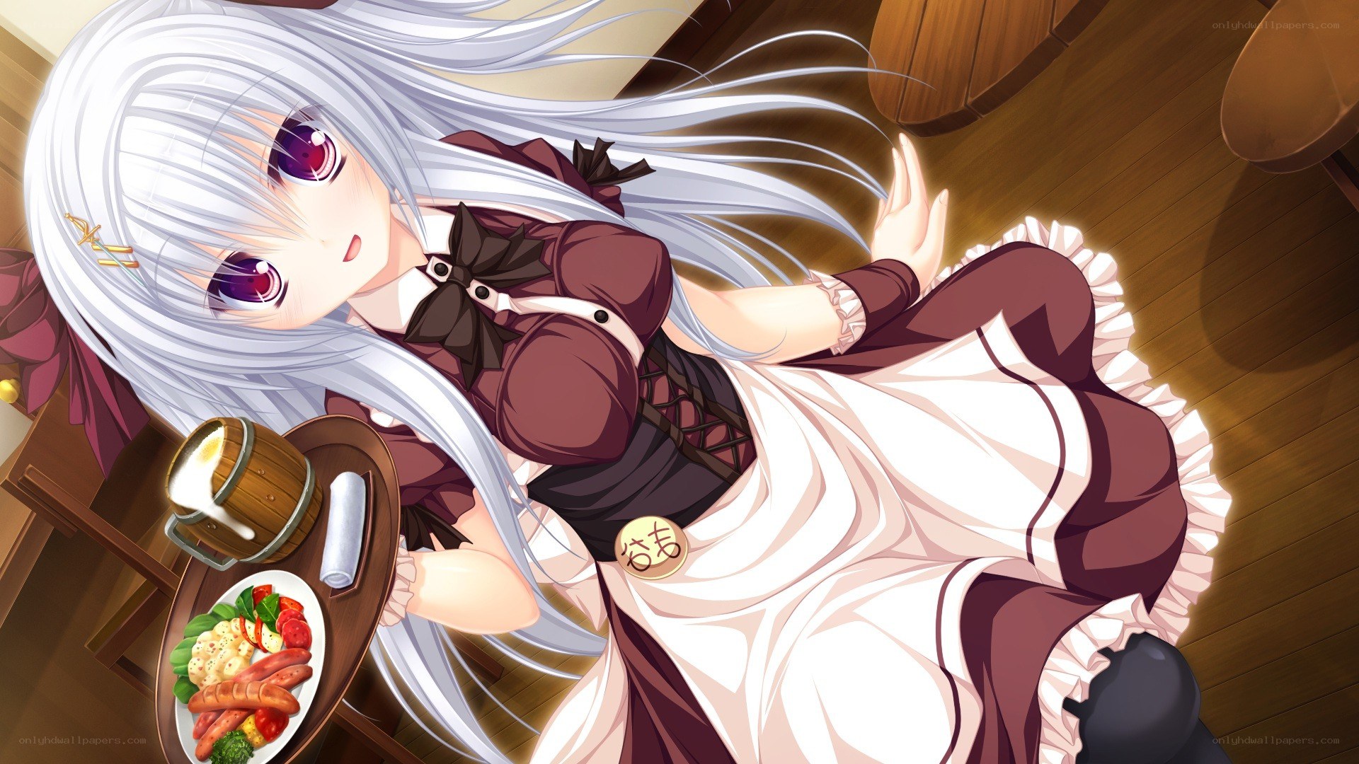 silver-haired girl with meal