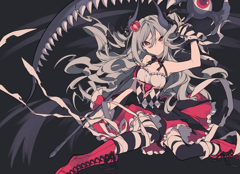Silver-haired Girl with Monster — Black