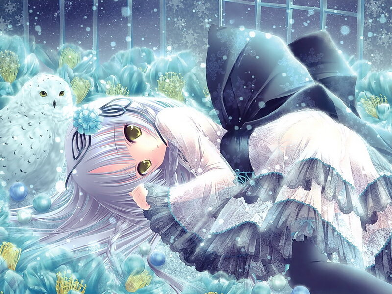 Silver-haired Girl with Owl — Blue