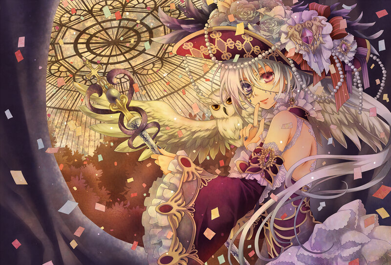 Silver-haired Girl with Owl — Purple