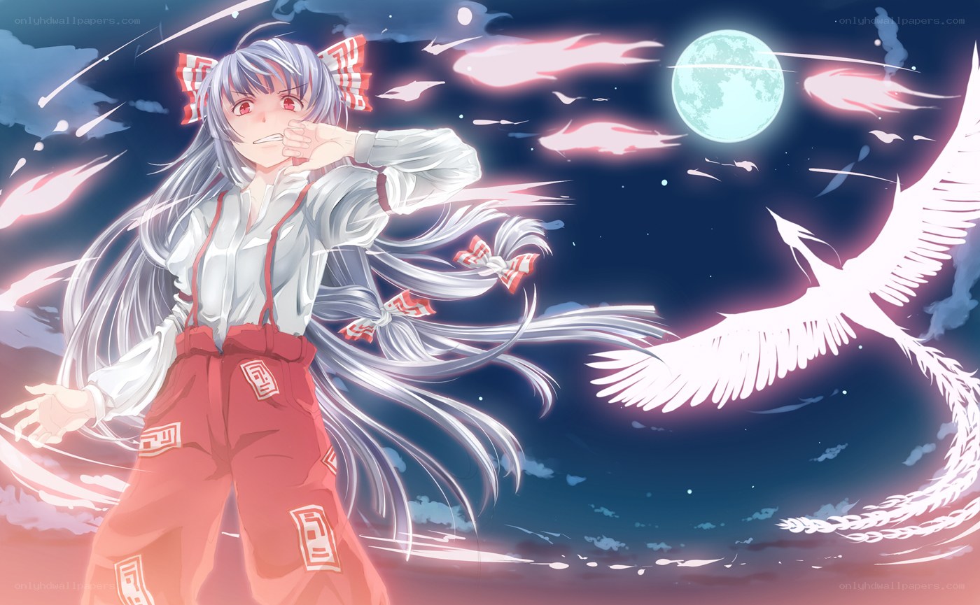 silver-haired girl with phoenix