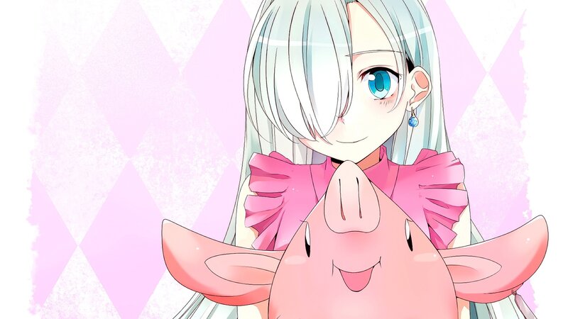 Silver-haired Girl with Pig