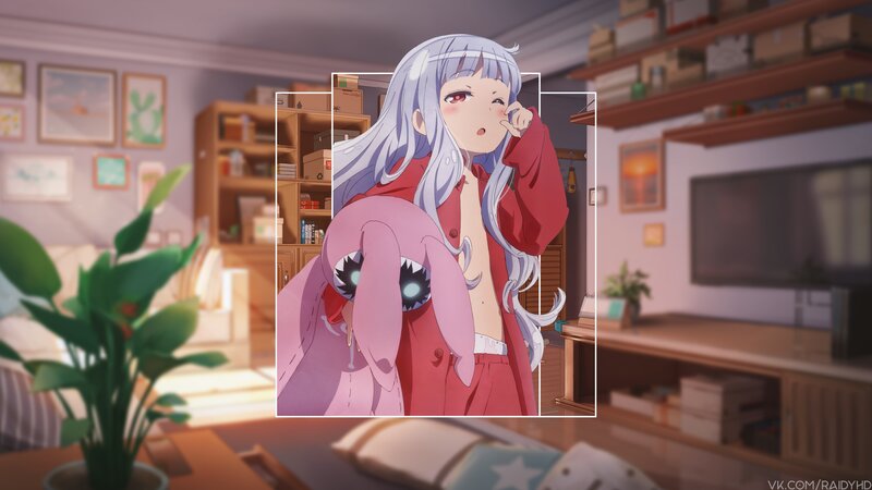 Silver-haired Girl with Pink Creature