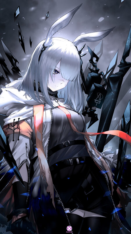 Silver-haired Girl with Rabbit Ears