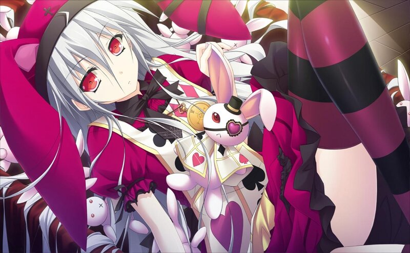 Silver-haired Girl with Rabbit — Purple