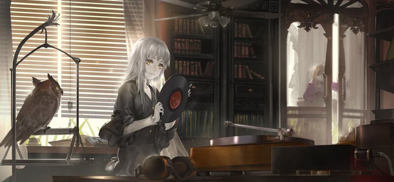 Silver-haired Girl with Record