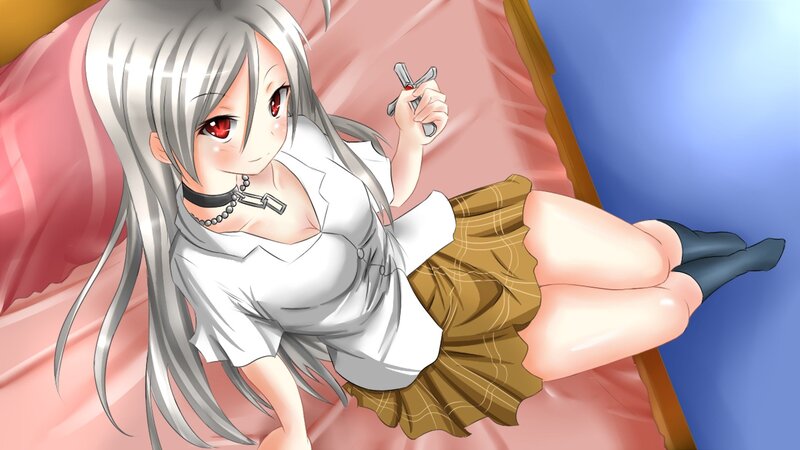 silver-haired girl with red eyes