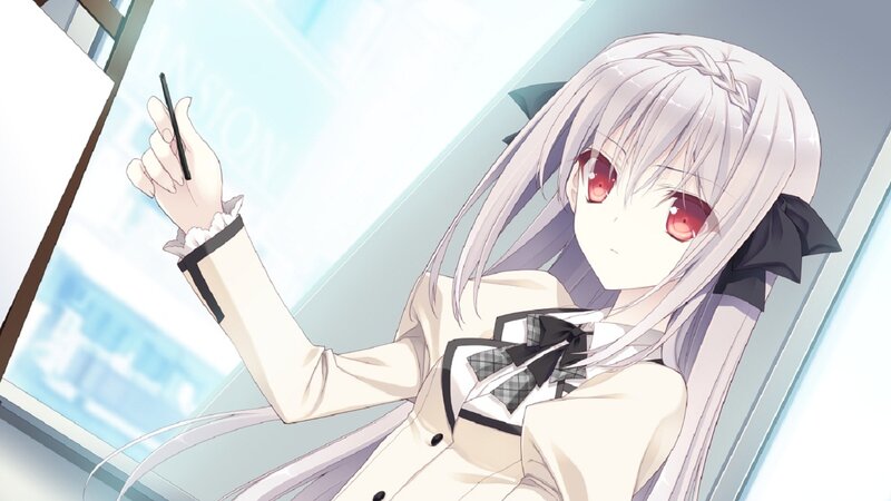 Silver-haired Girl with Red Eyes — White, Calm