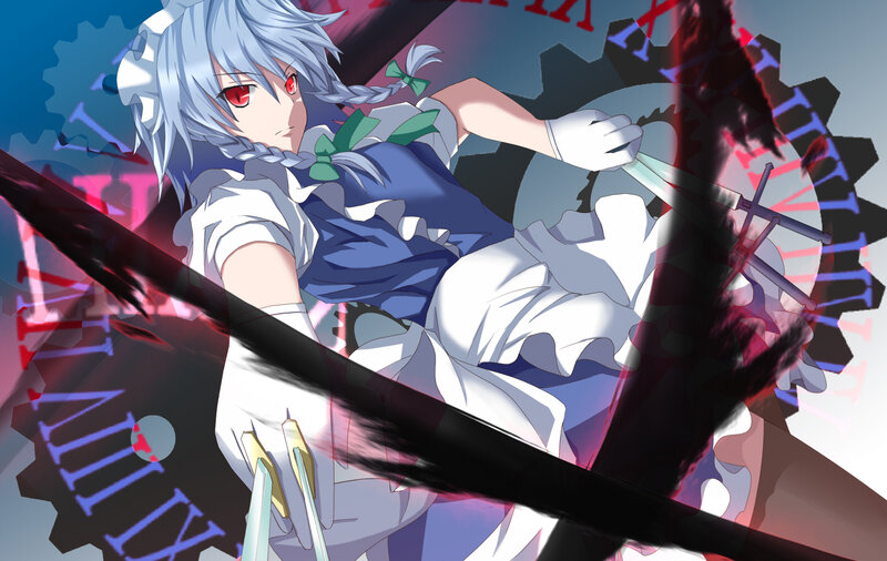 Silver-haired Girl with Red Eyes — White, Dramatic