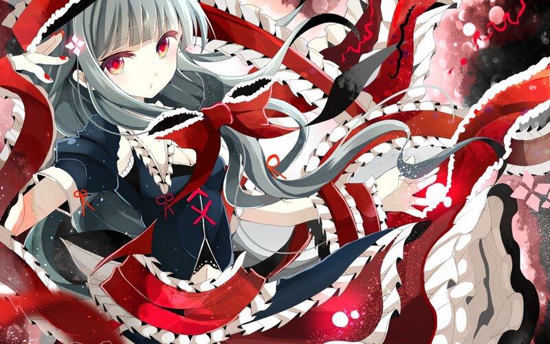Silver-haired Girl with Red Ribbons