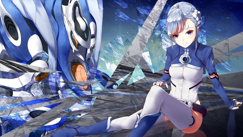 Silver-haired Girl with Robot