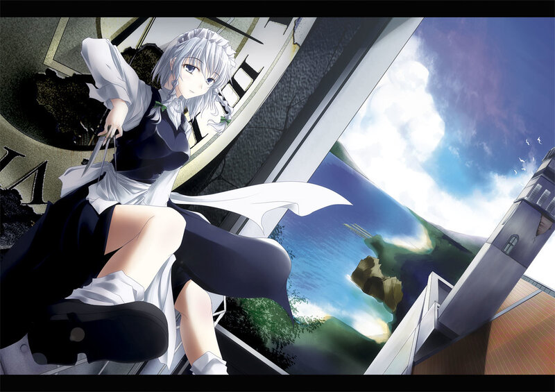 silver-haired girl with scissors
