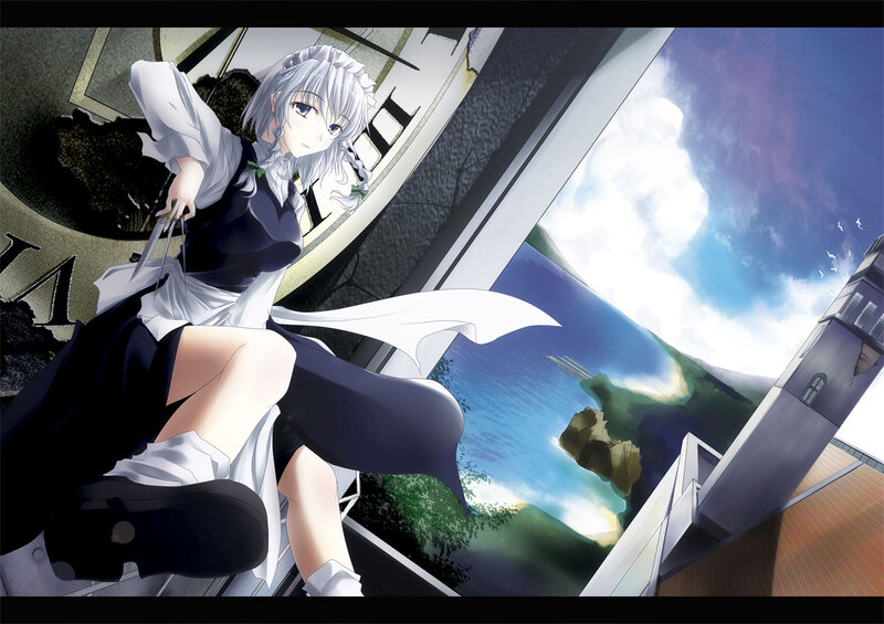 Silver-haired Girl with Scissors — White