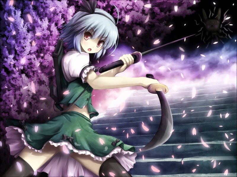 Silver-haired Girl with Scythe — Purple, Dramatic, Night