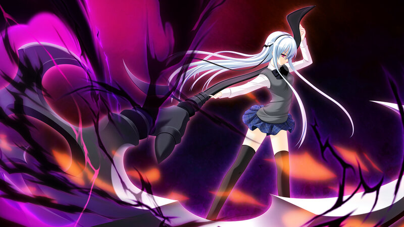 Silver-haired Girl with Scythe — Purple