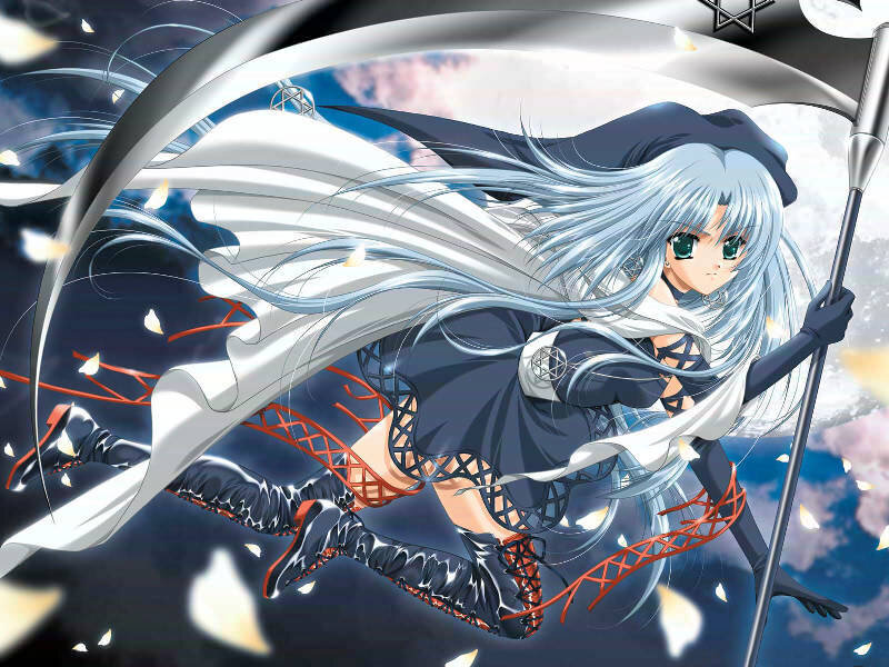 Silver-haired Girl with Scythe