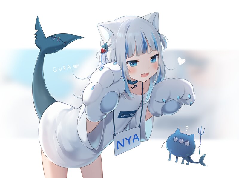 Silver-haired Girl with Shark Tail