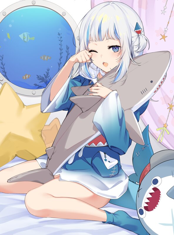 Silver-haired Girl with Shark