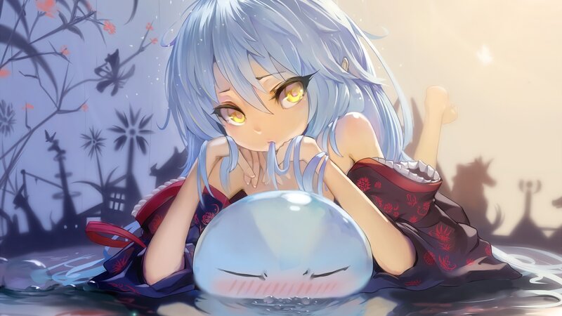 Silver-haired Girl with Slime