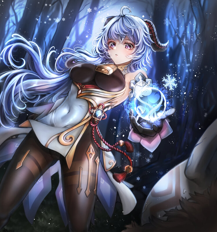 Silver-haired Girl with Snow Magic