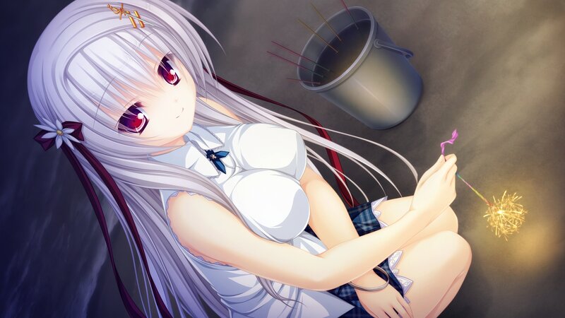 Silver-haired Girl with Sparkler