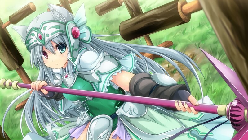 Silver-haired Girl with Spear — Green