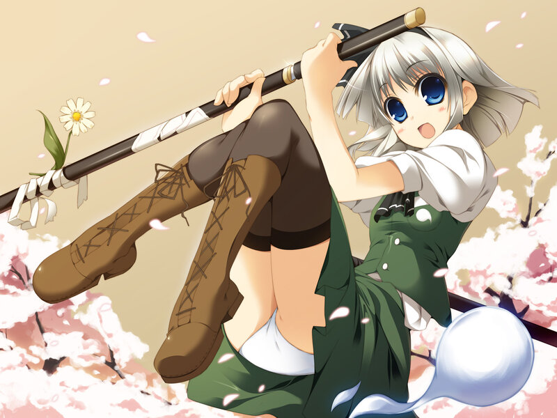 Silver-haired Girl with Staff — Green