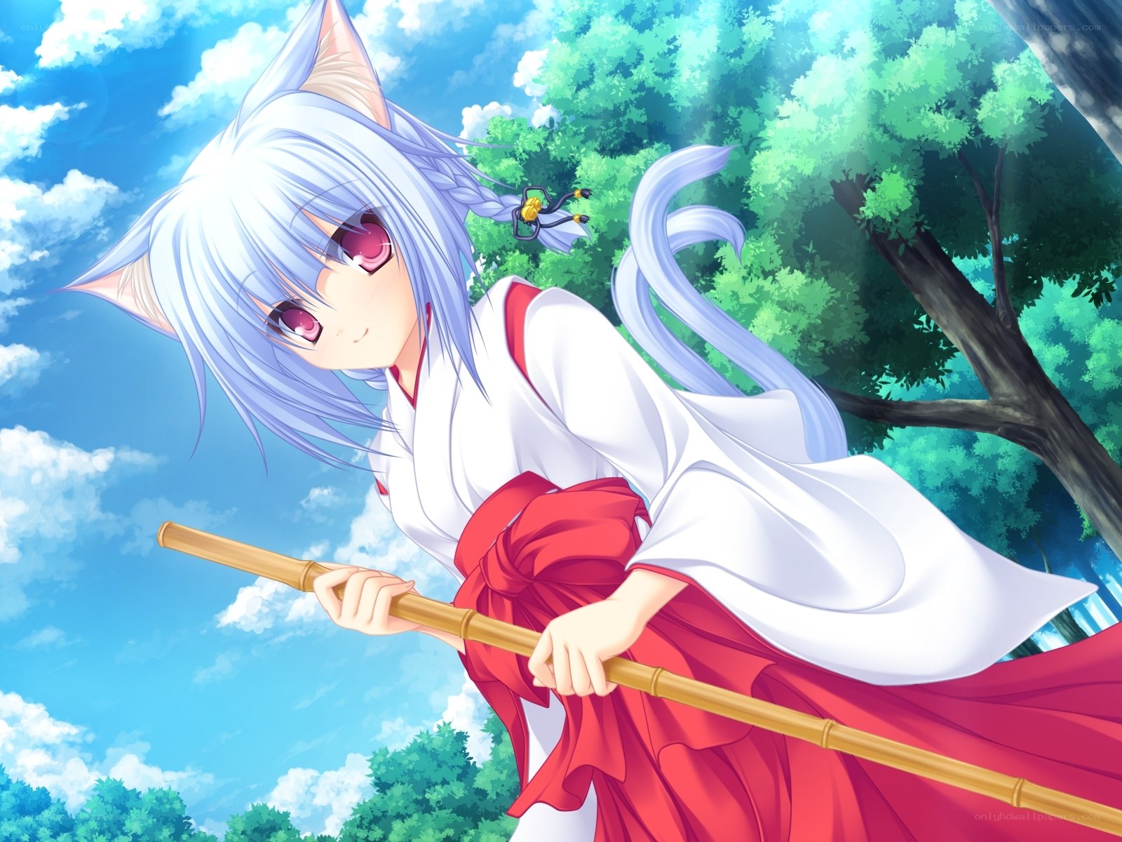 silver-haired girl with staff