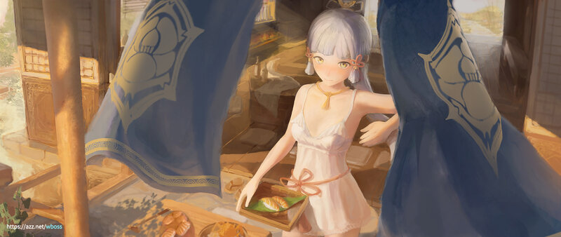 Silver-haired Girl with Sushi