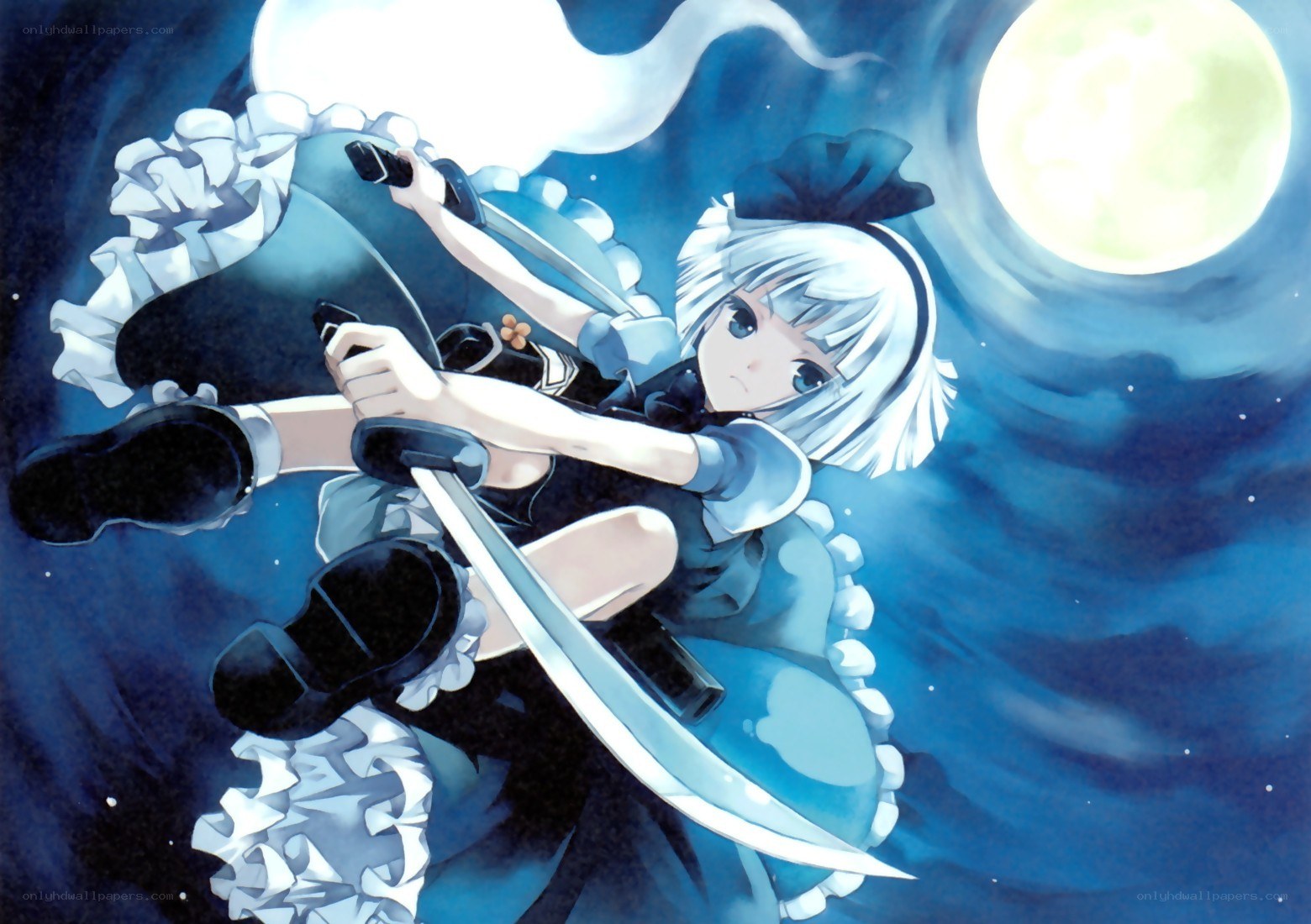 silver-haired girl with sword