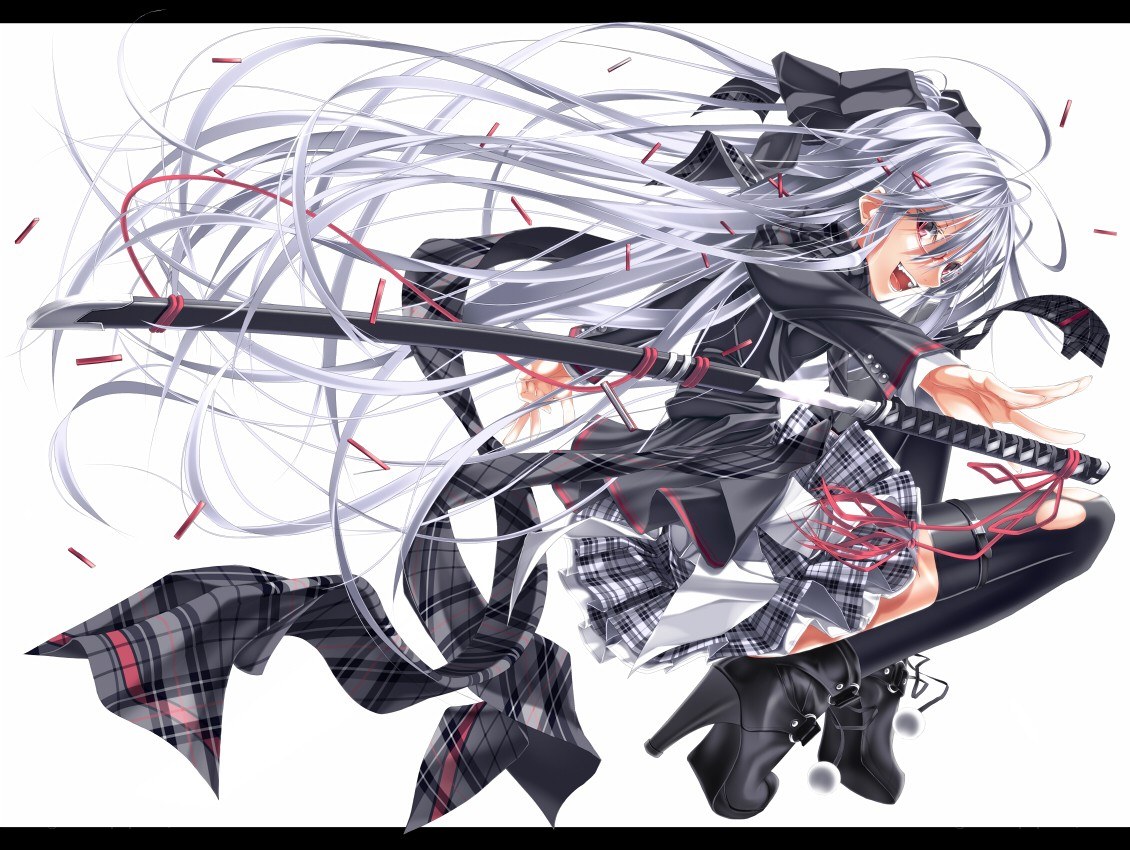 silver-haired girl with sword