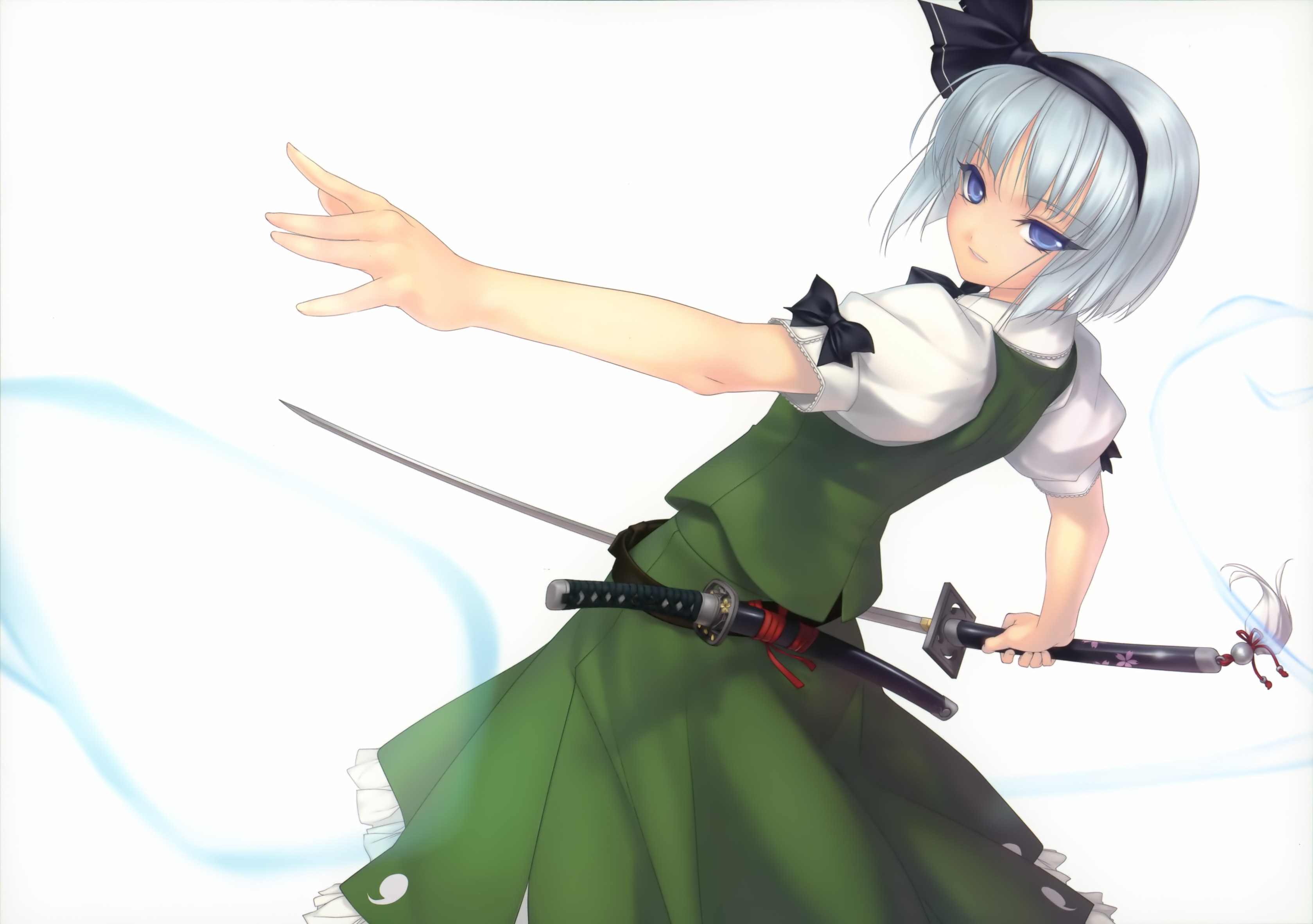 silver-haired girl with sword