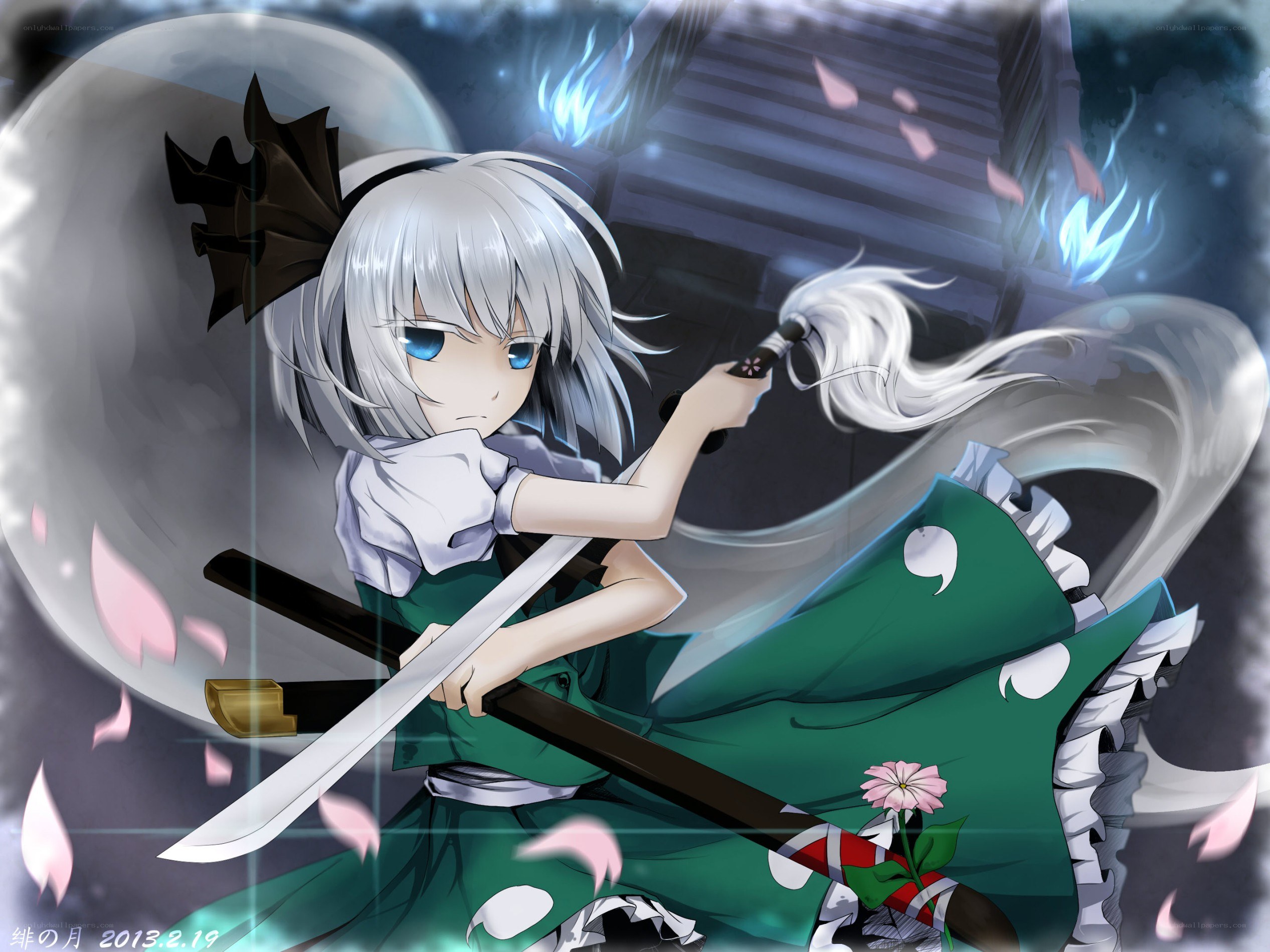 silver-haired girl with sword