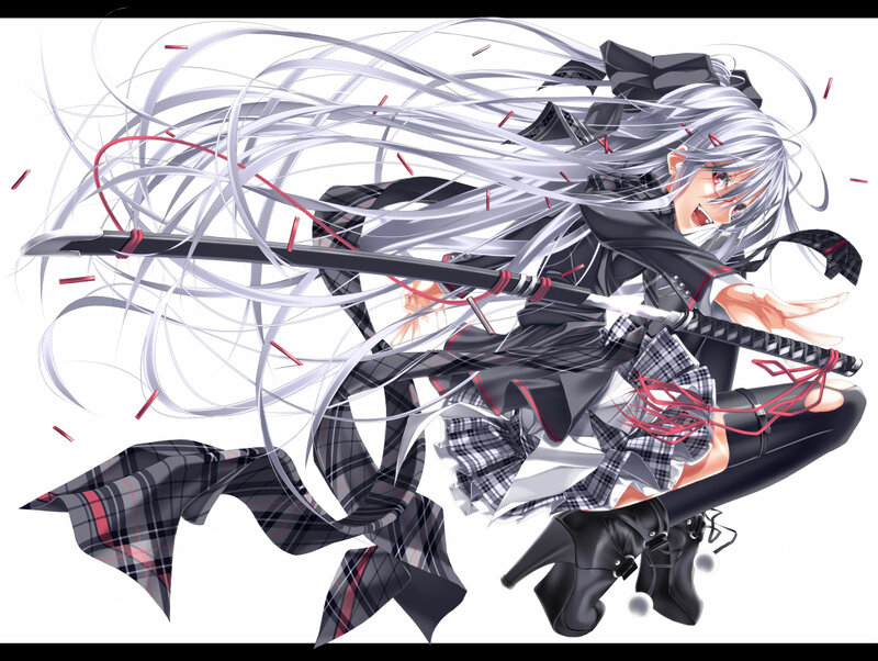 silver-haired girl with sword