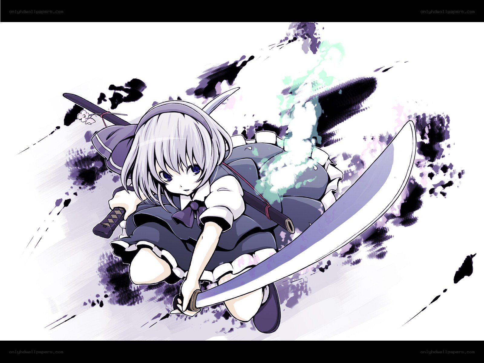 silver-haired girl with sword