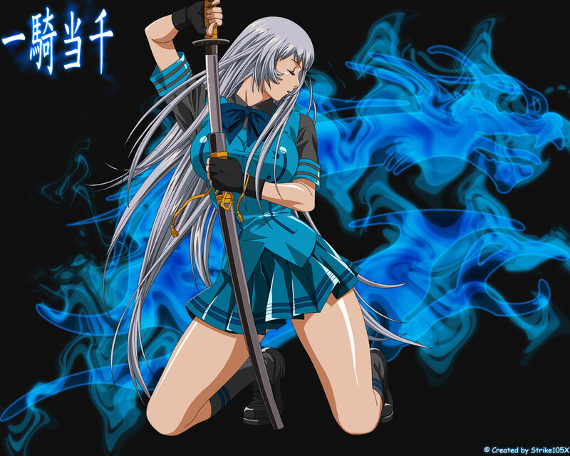 Silver-haired Girl with Sword — Black, Dramatic, Anime