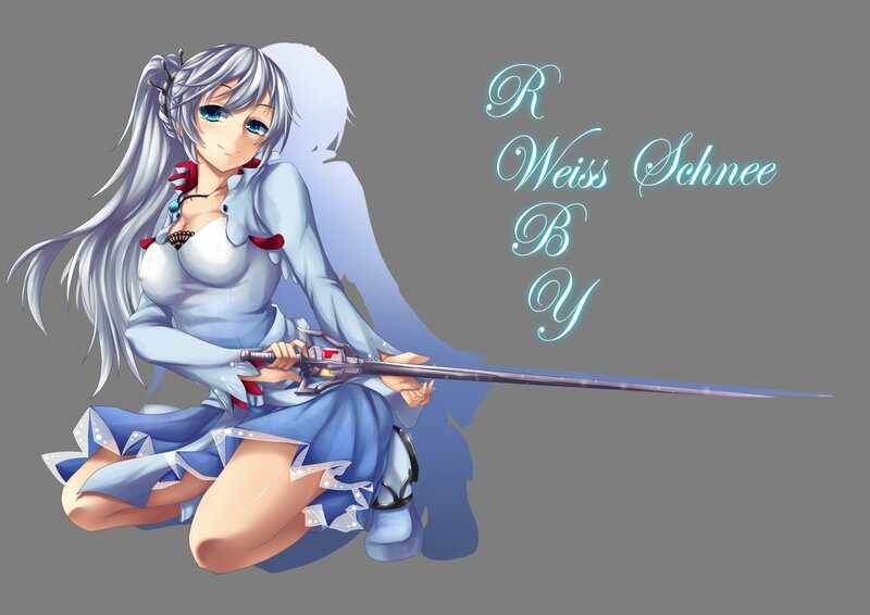 Silver-haired Girl with Sword — Blue, Calm, Anime, Dress