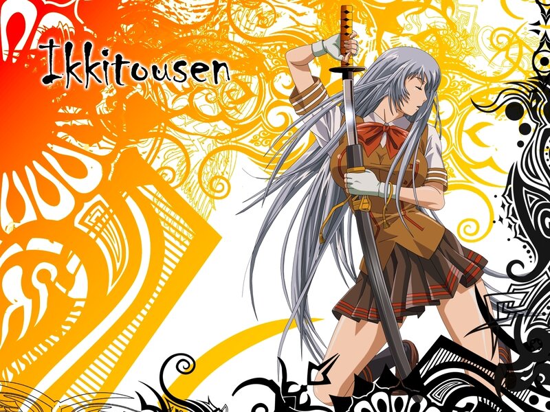 Silver-haired Girl with Sword — Orange, Dramatic
